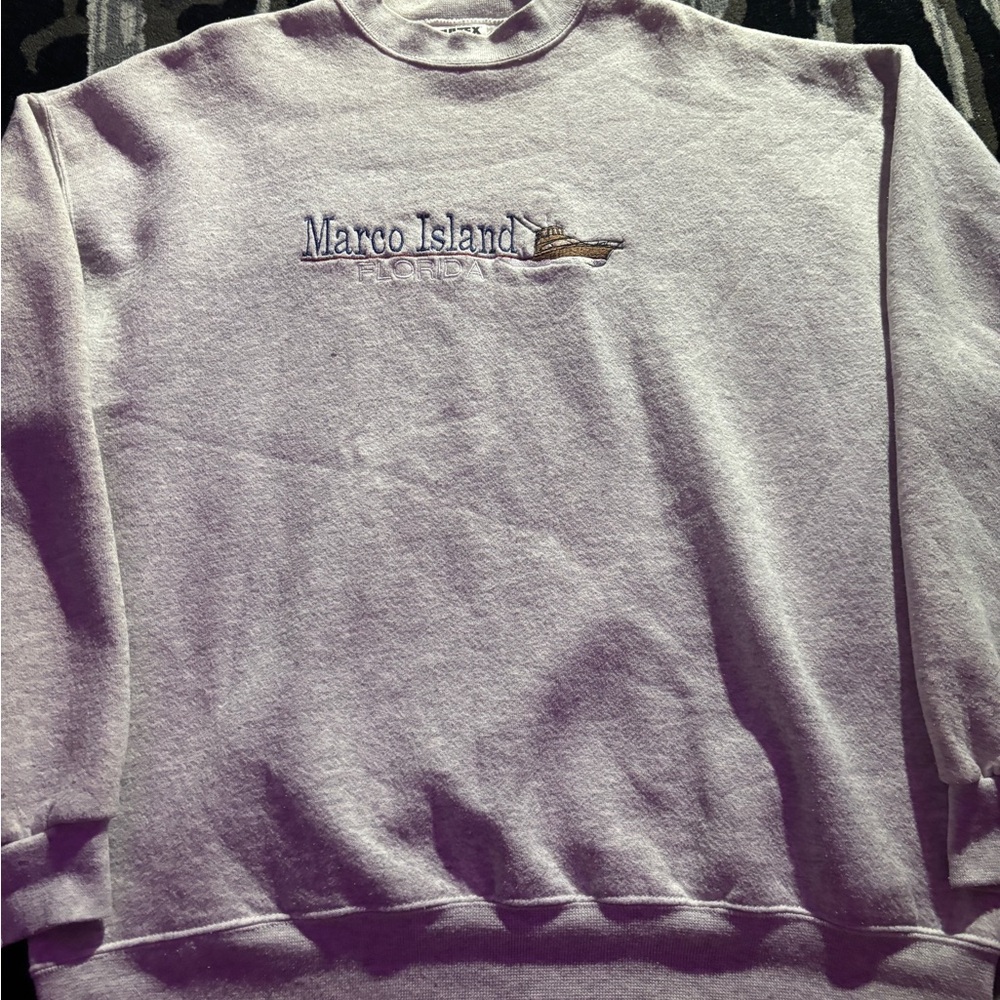 Tultex Light Purple Marco Island Embroidered Crewneck Sweater